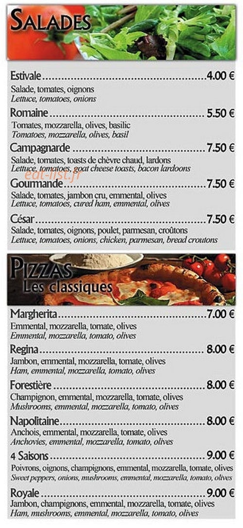 Restaurant Pizzéria de l'Ayguette — carte page 4