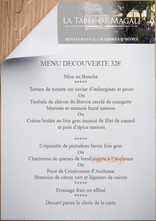 La Table de Magali — carte page 1