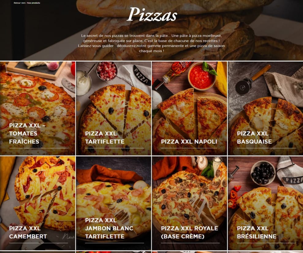 Carte et menu de Boulangerie Marie Blachère à Saint Romain en Viennois — Les pizzas