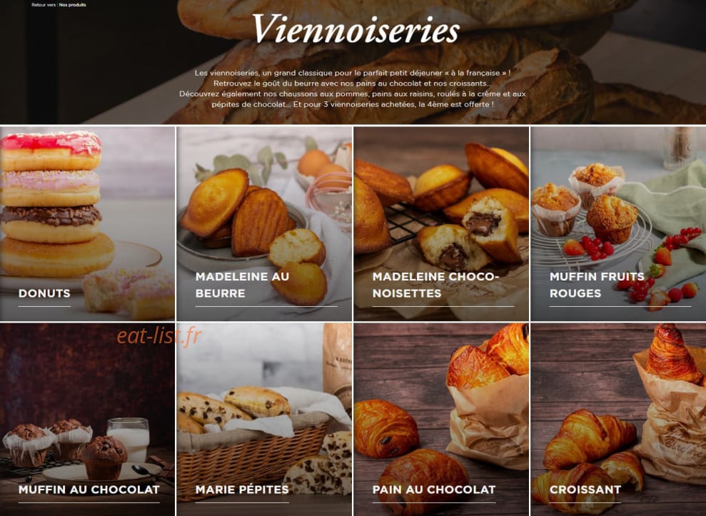 Carte et menu de Boulangerie Marie Blachère à Saint Romain en Viennois — Les viennoiseries
