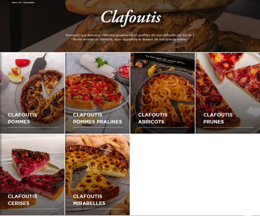 Carte et menu de Boulangerie Marie Blachère à Saint Romain en Viennois — Les clafoutis