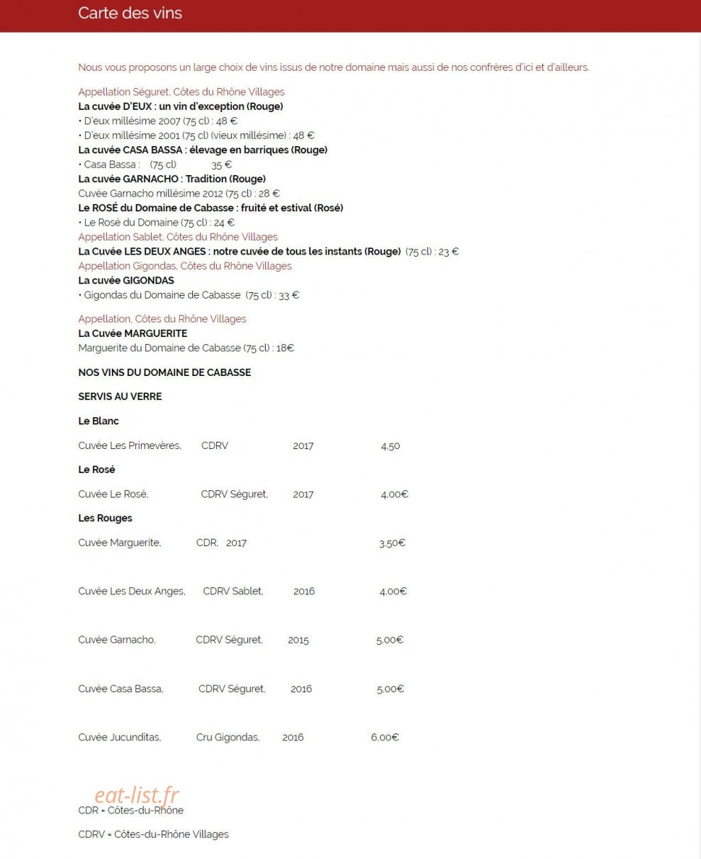 Domaine de Cabasse — carte page 3