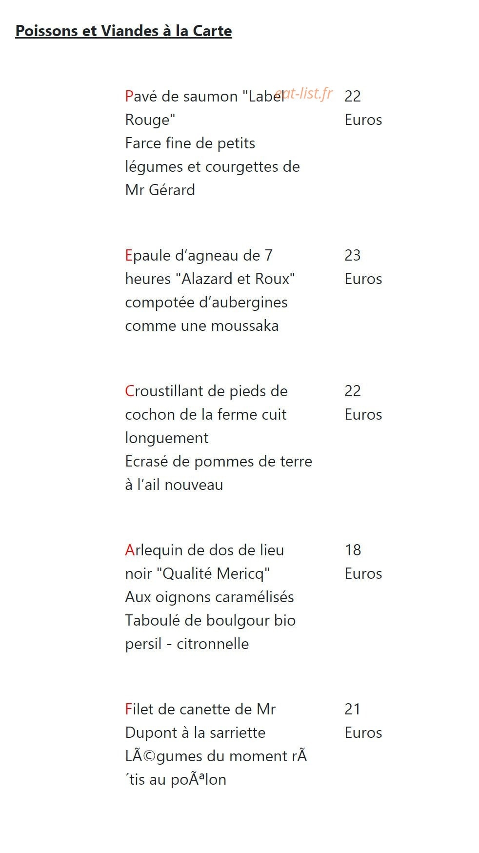 Le Mesclun — carte page 2