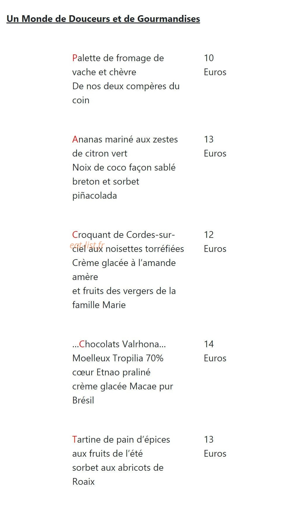 Le Mesclun — carte page 3