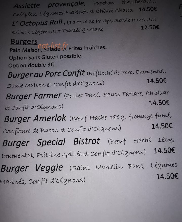 Bistrot 915 — carte page 1