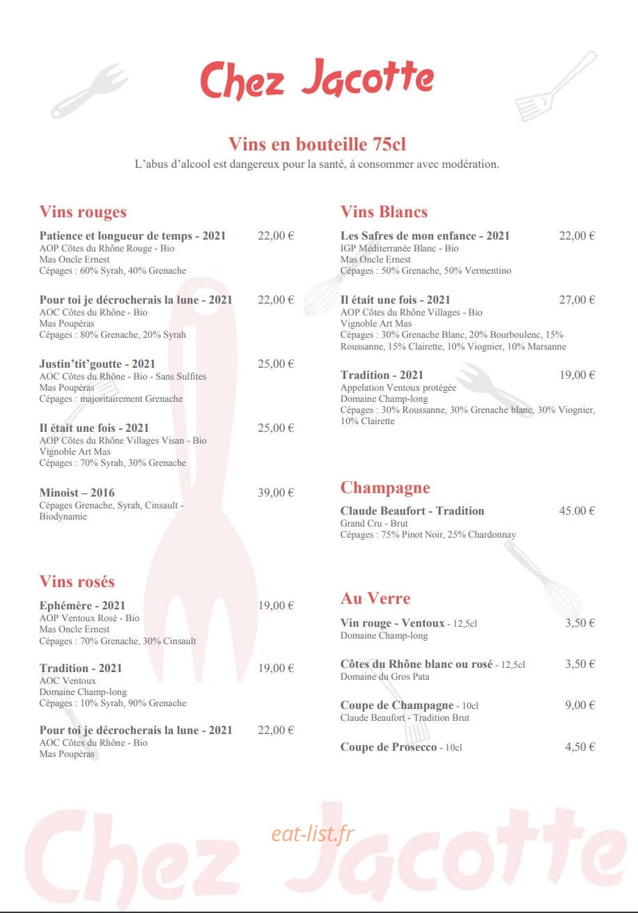 Chez Jacotte — carte page 3