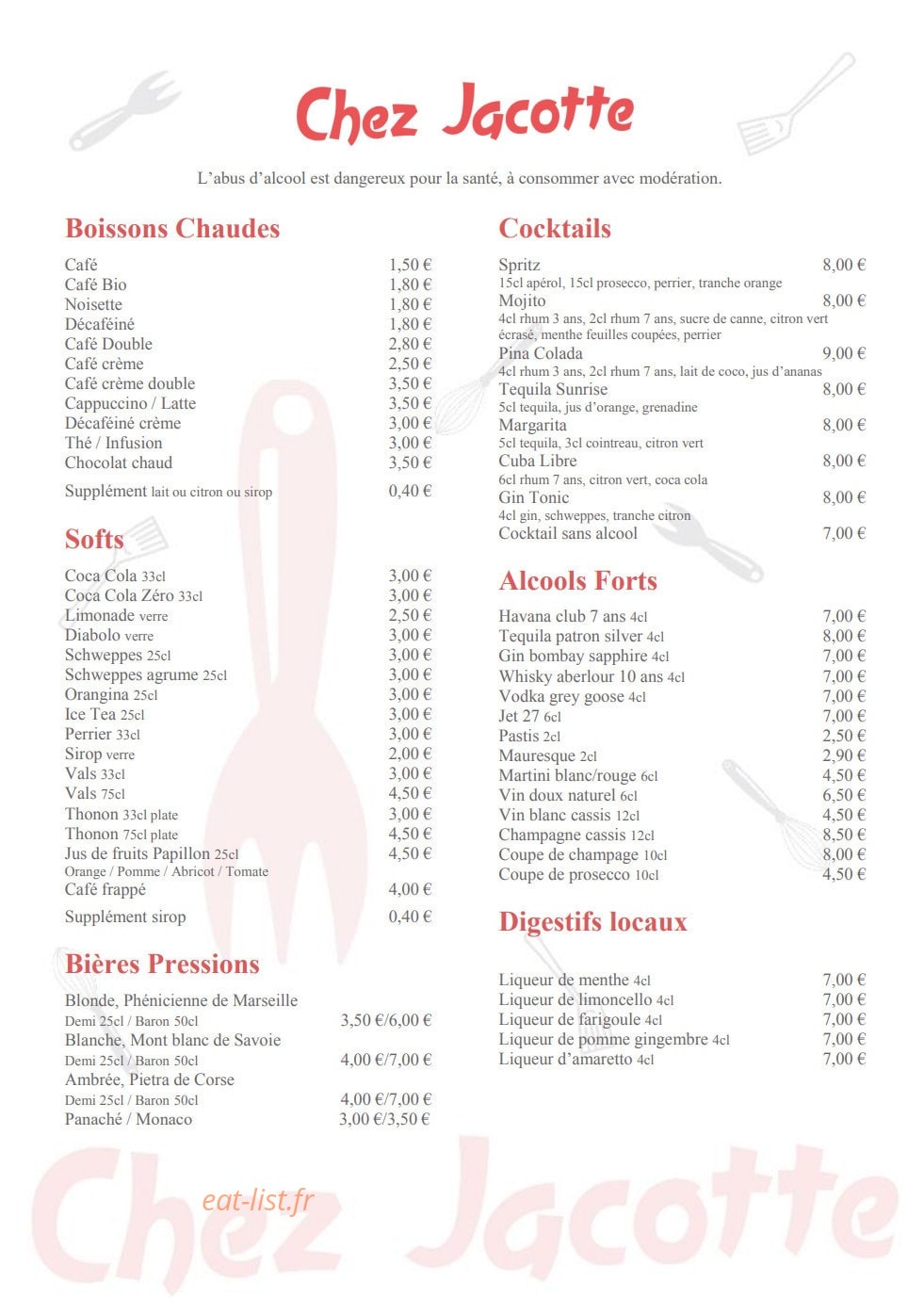 Chez Jacotte — carte page 2