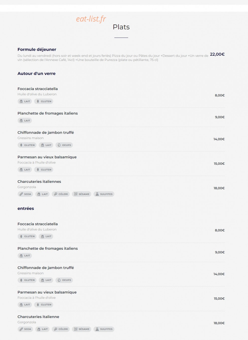 L'Annexe Café — carte page 1