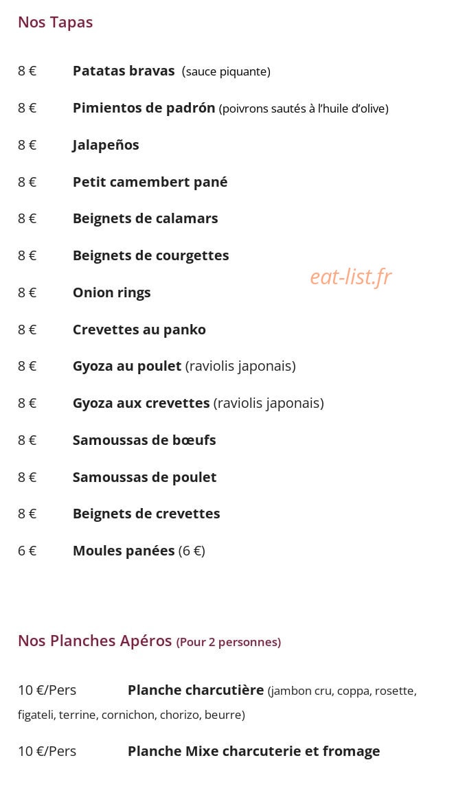 Le 19 sur vins — carte page 1
