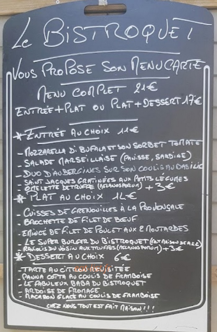 Le bistroquet — carte page 1