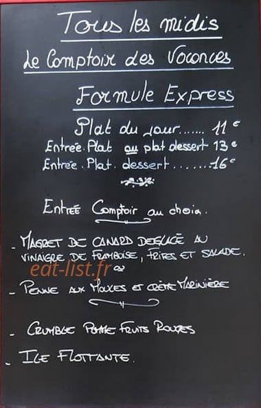 Carte et menu de Le Comptoir des Voconces à Vaison la Romaine — Un exemple de menu du jour