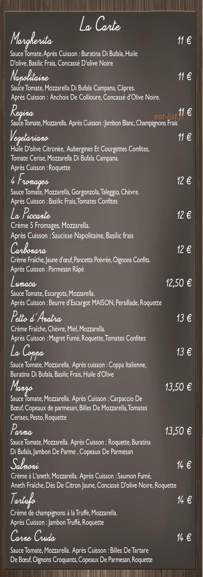 Le Goût De La Pizza — carte page 2