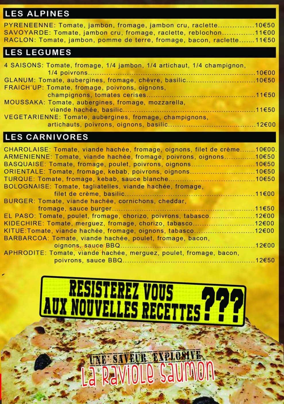 Planet pizza & co — carte page 3