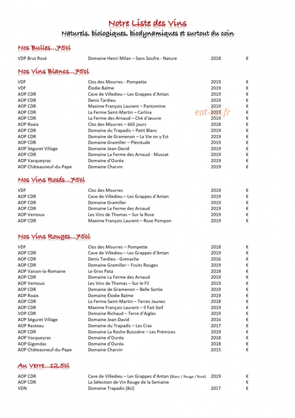 Le Bistrot de Villedieu — carte page 4