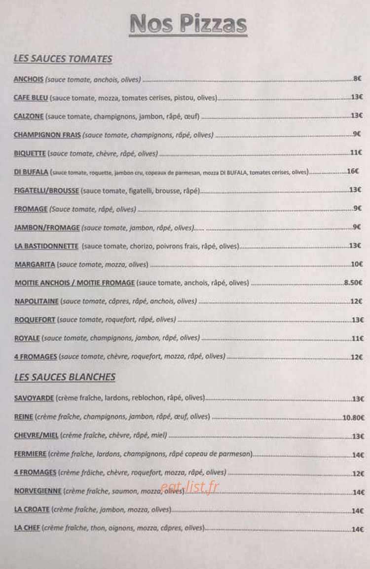 Le Café Bleu — carte page 1