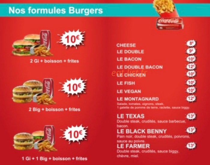 Benny Burger — carte page 1