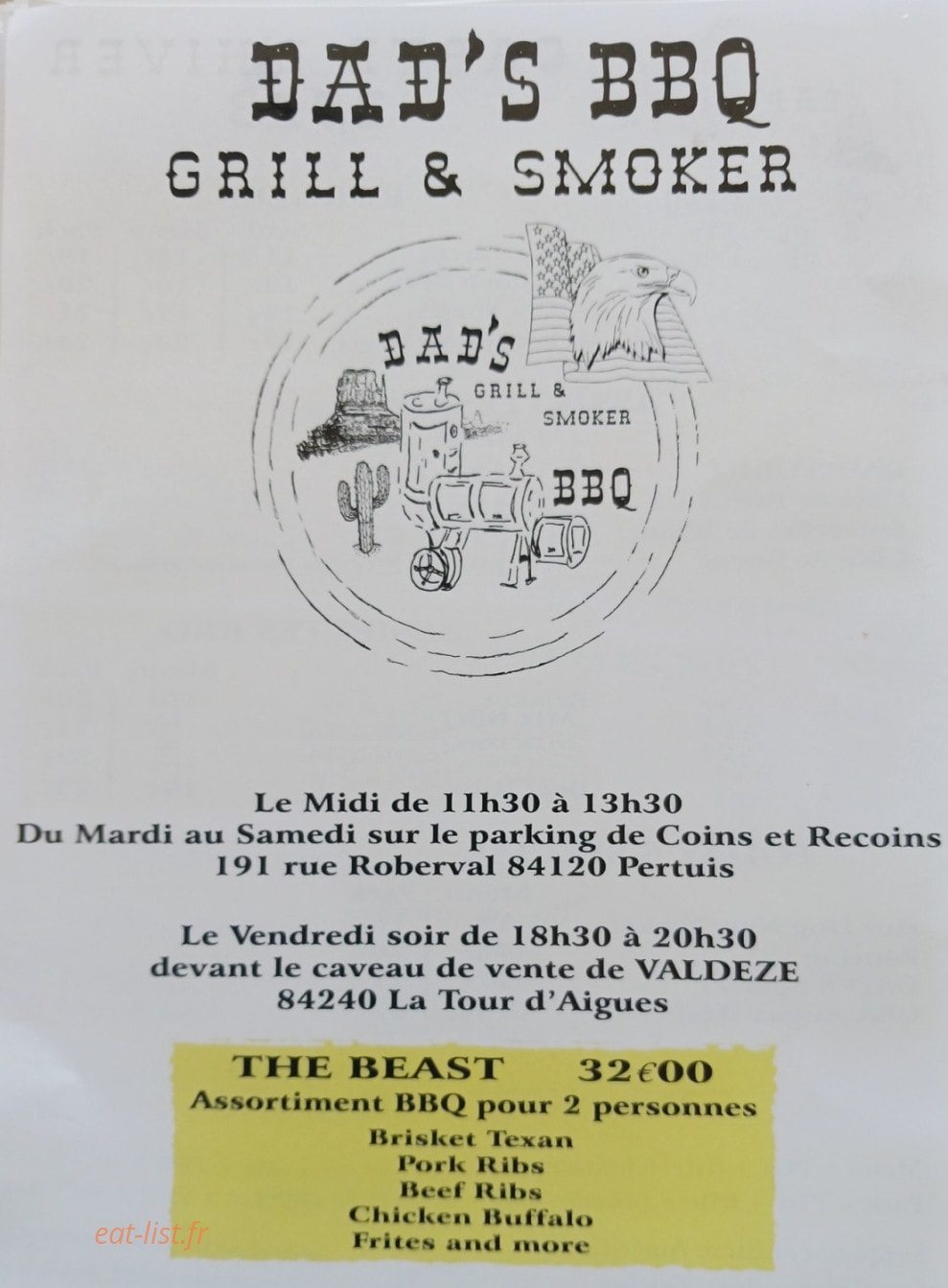 Dad's grill and smoker — carte page 1