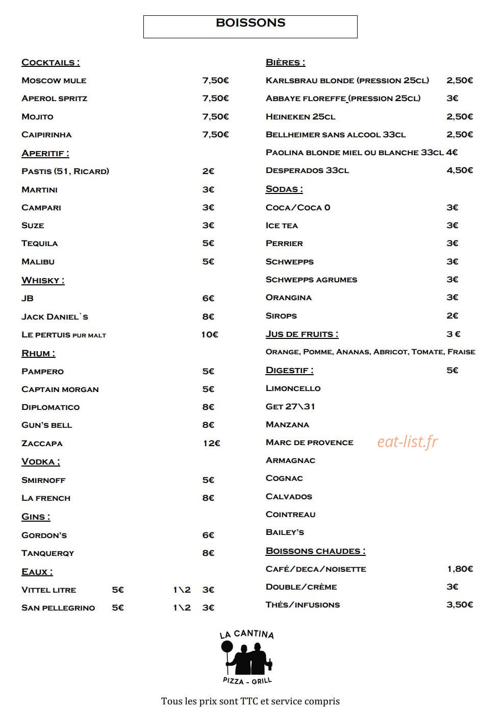 La cantina — carte page 2