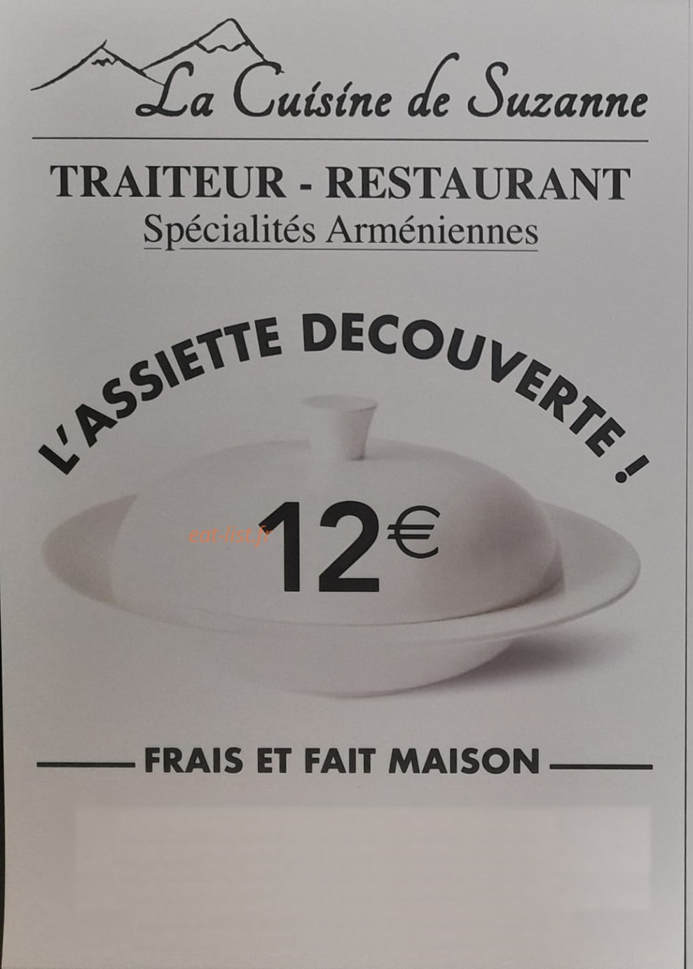 La Cuisine de Suzanne — carte page 1