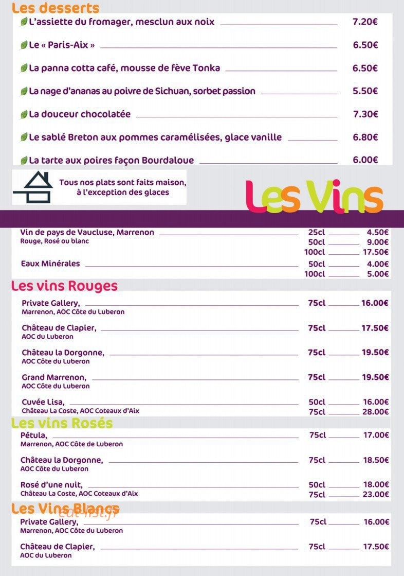 Le Belico Resto — carte page 2