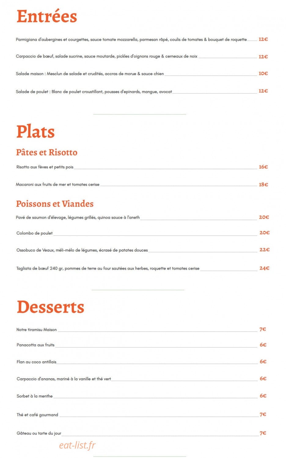 Les Saveurs des Îles — carte page 1