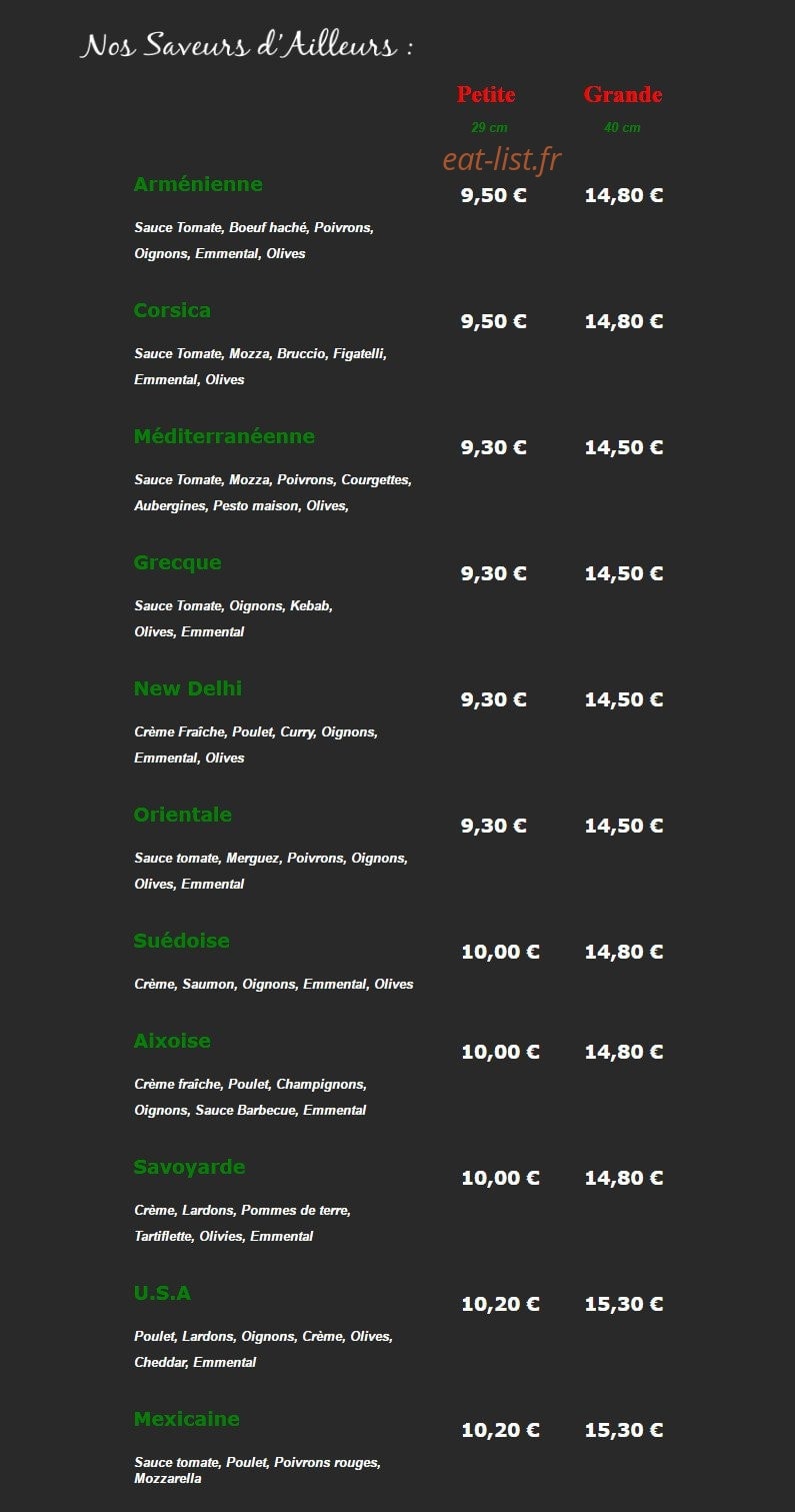 Parma pizza — carte page 3