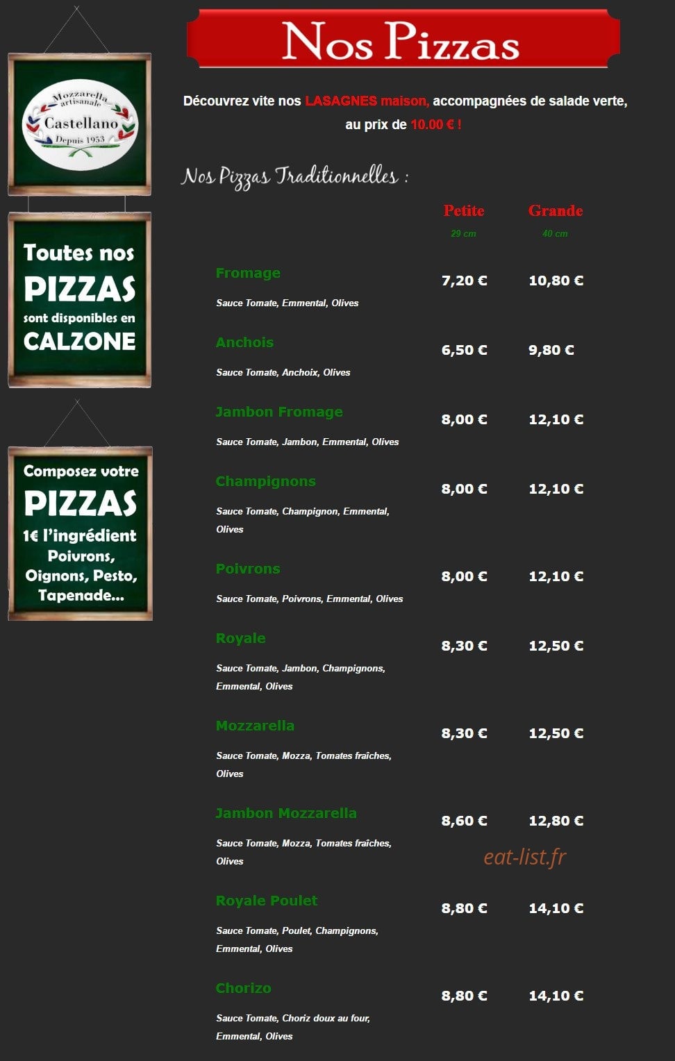 Parma pizza — carte page 1