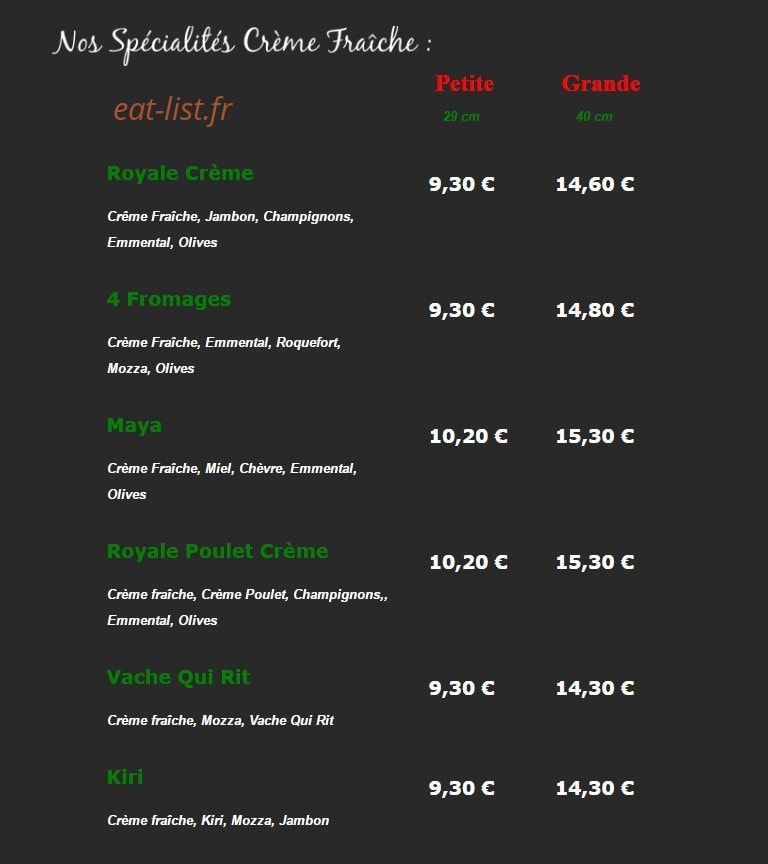 Parma pizza — carte page 4