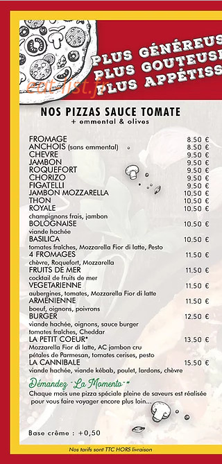 Pizza 721 — carte page 2