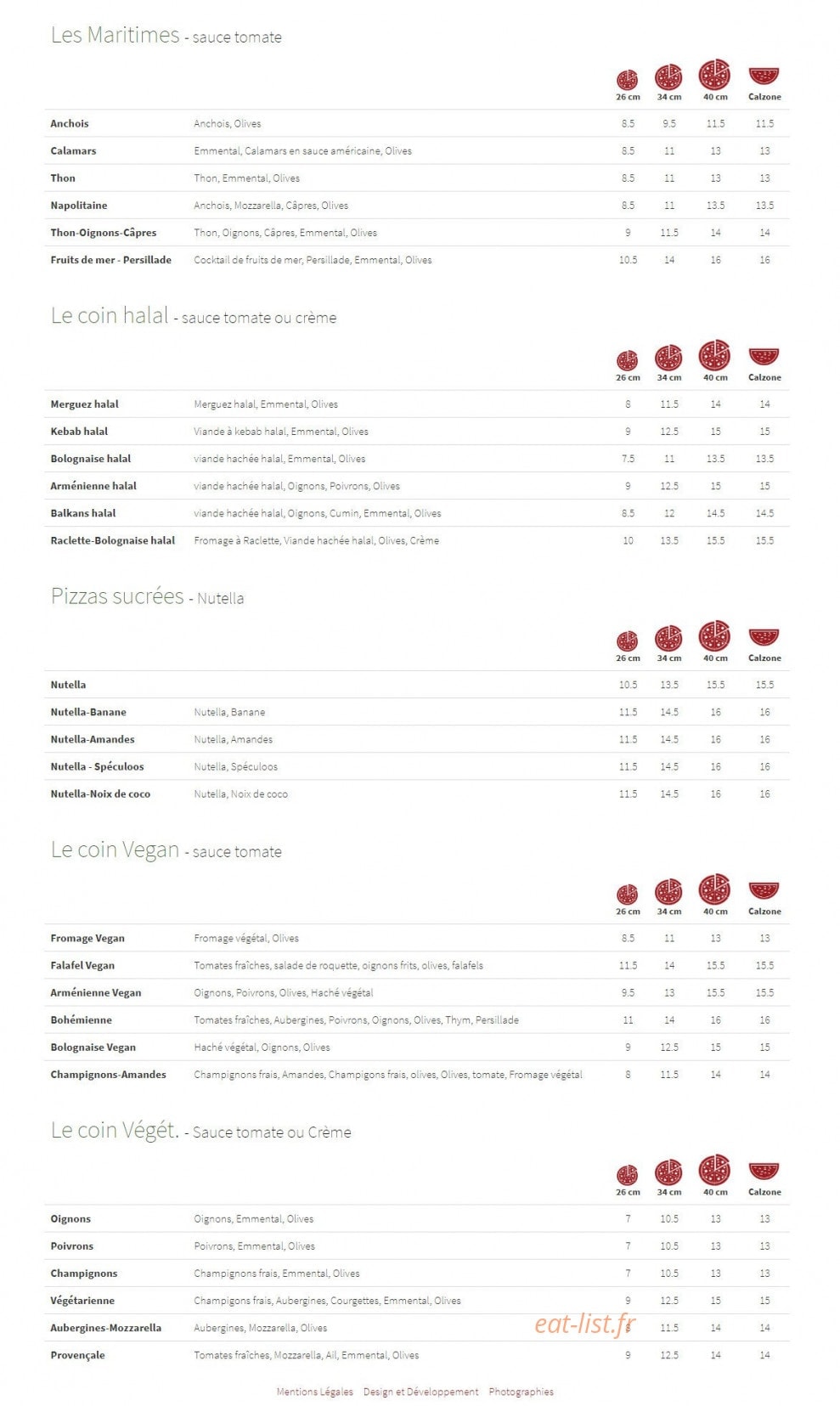 Pizzeria Destination Saveurs — carte page 2