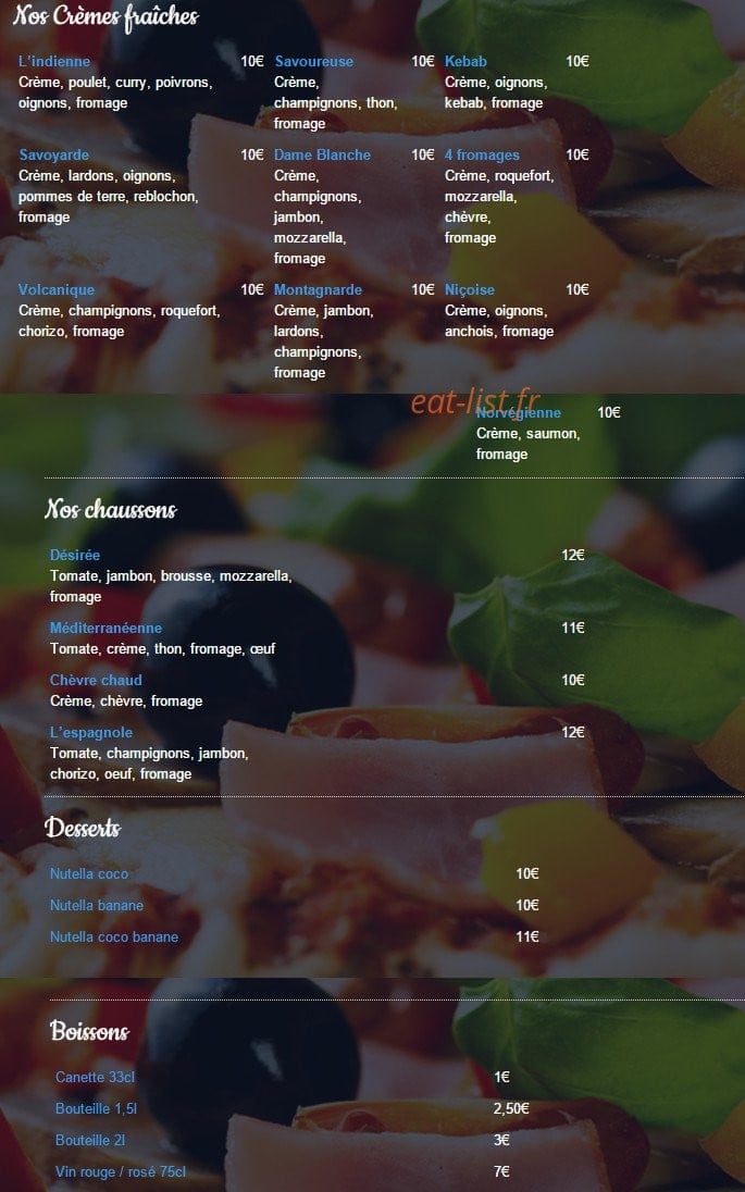 Pizzeria le vieux four — carte page 2