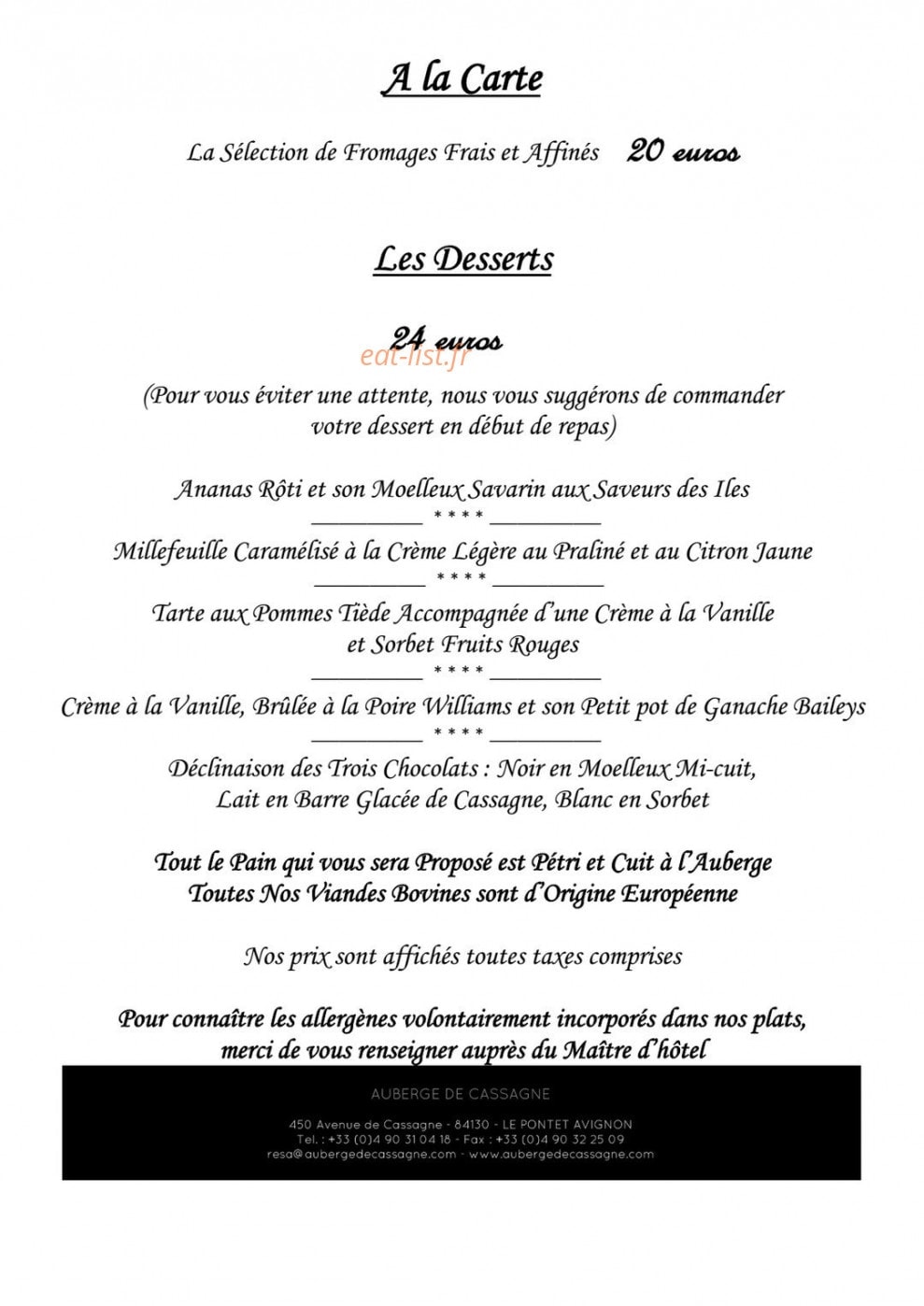 Auberge de cassagne et spa — carte page 6