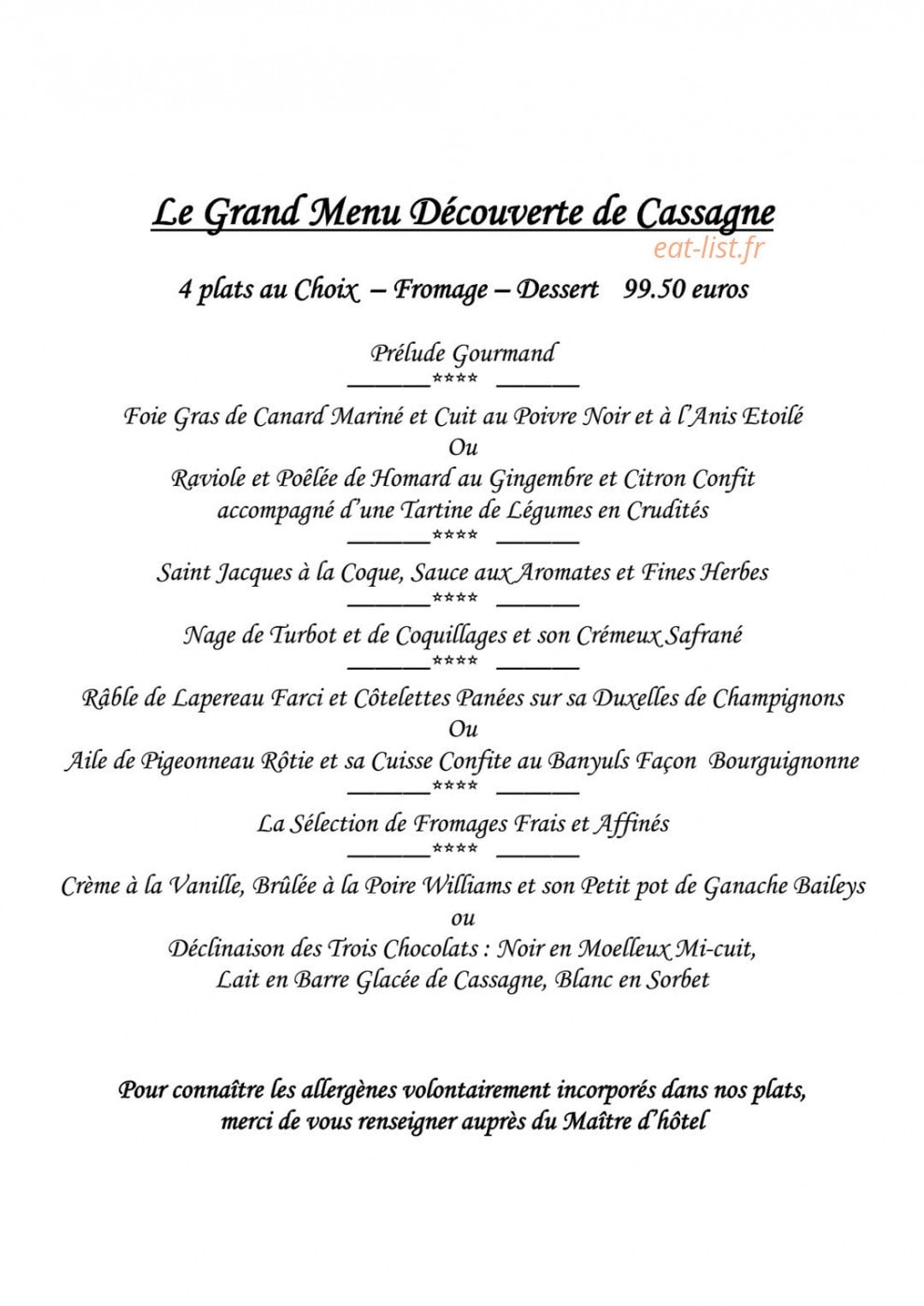 Auberge de cassagne et spa — carte page 3