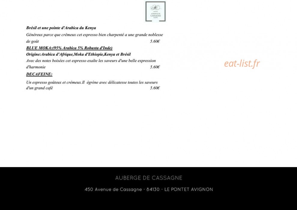 Auberge de cassagne et spa — carte page 24