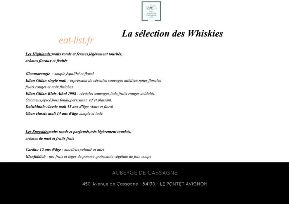 Auberge de cassagne et spa — carte page 22