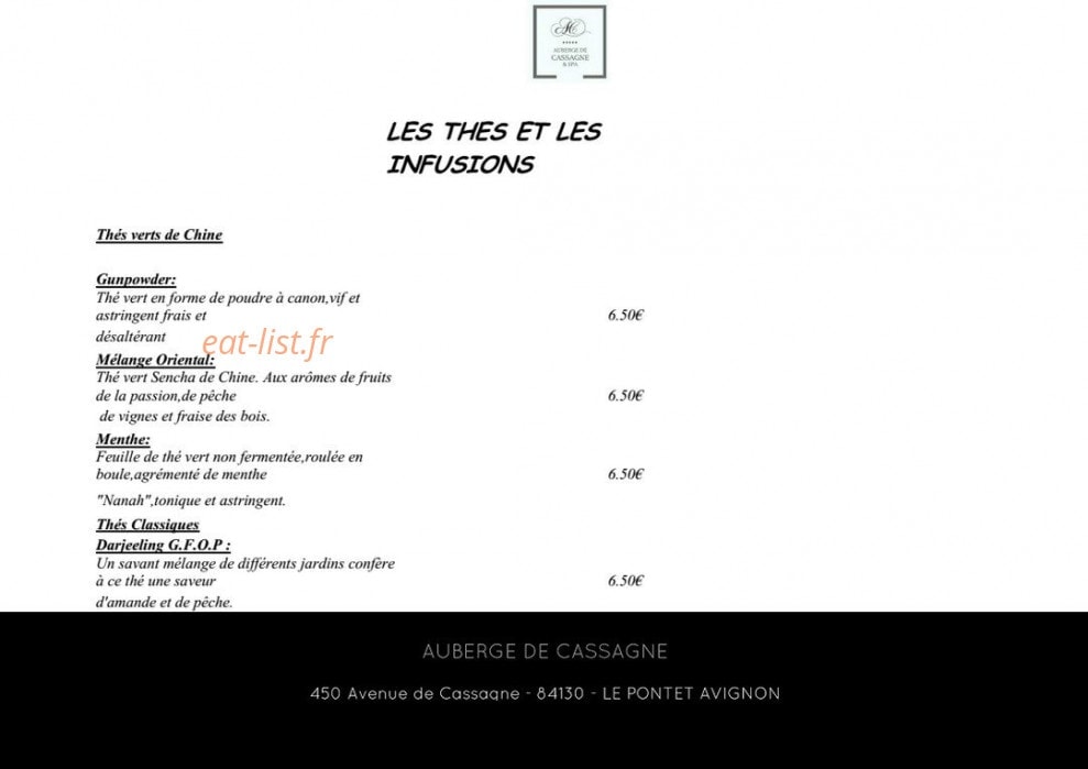 Auberge de cassagne et spa — carte page 25