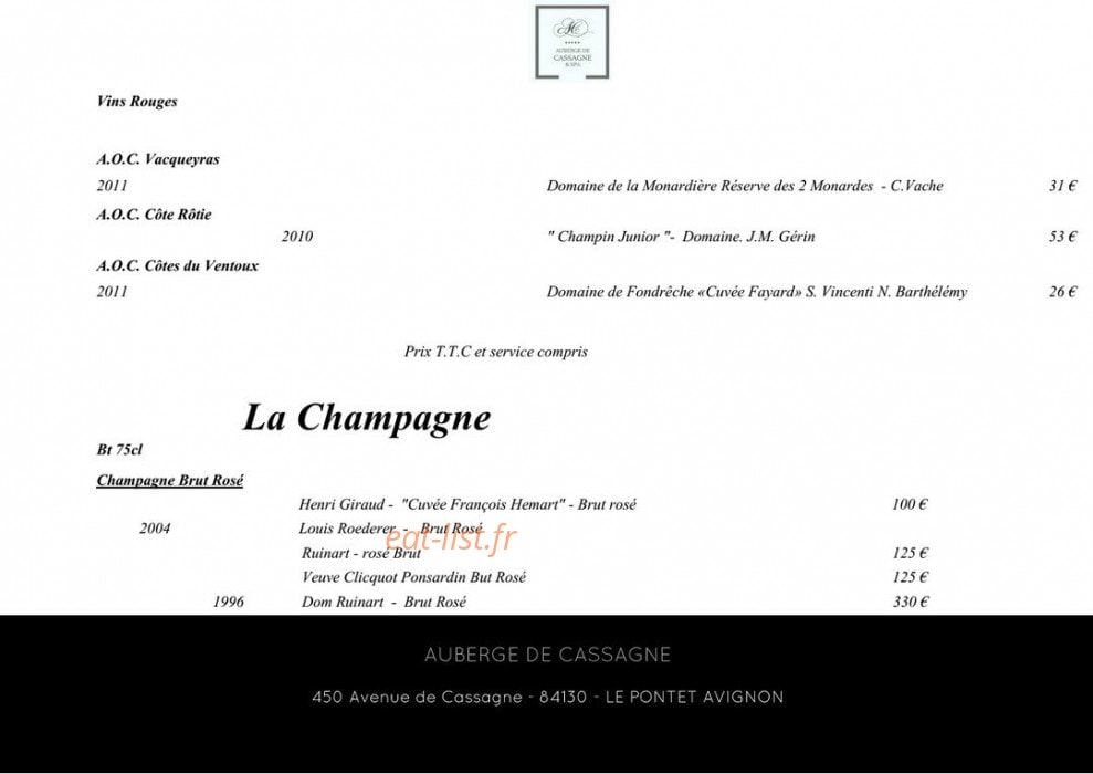 Auberge de cassagne et spa — carte page 21