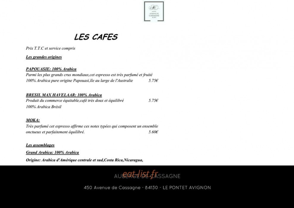 Auberge de cassagne et spa — carte page 23