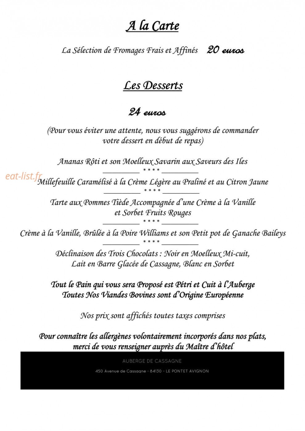 Auberge de cassagne et spa — carte page 7