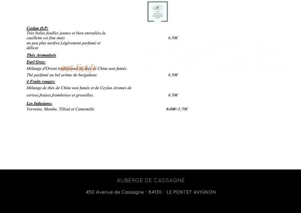 Auberge de cassagne et spa — carte page 26