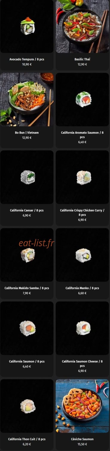 Ayako Sushi — carte page 1