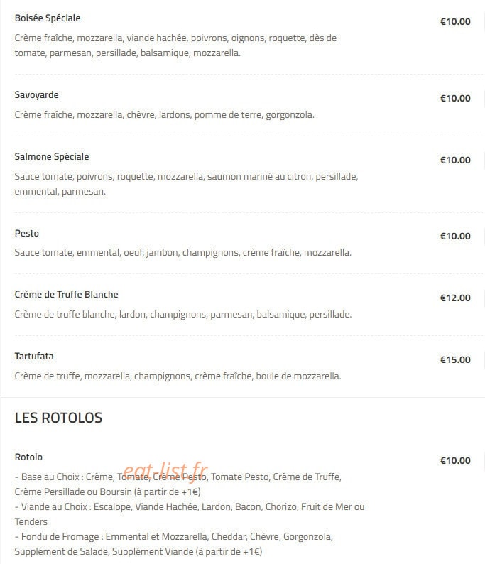 Boca Pizza — carte page 4