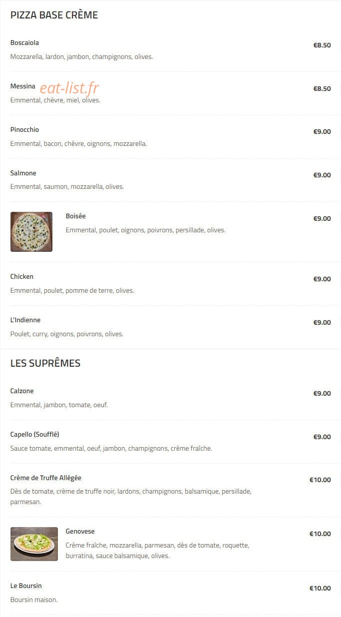Boca Pizza — carte page 3