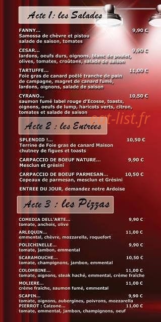 Café théâtre — carte page 1