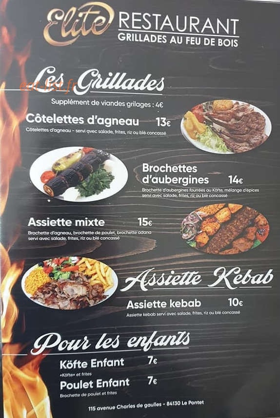 Elite Restaurant — carte page 4