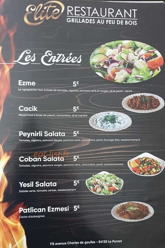 Elite Restaurant — carte page 2