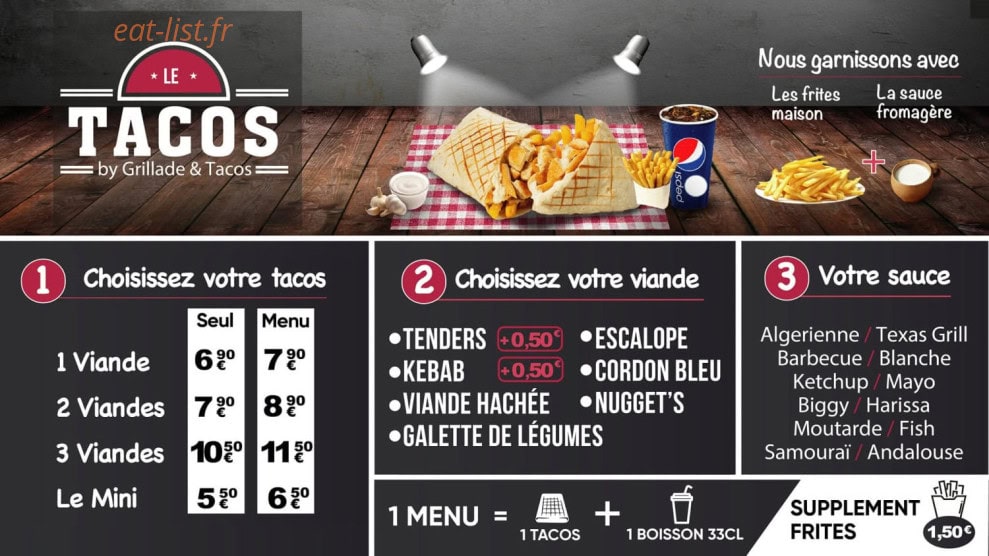 Grillade & tacos — carte page 4