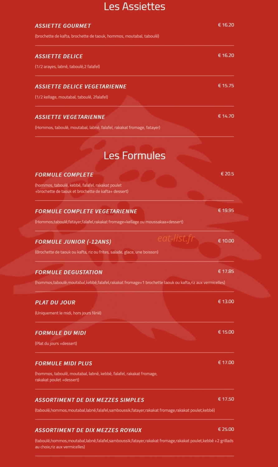 Le Libanais — carte page 1