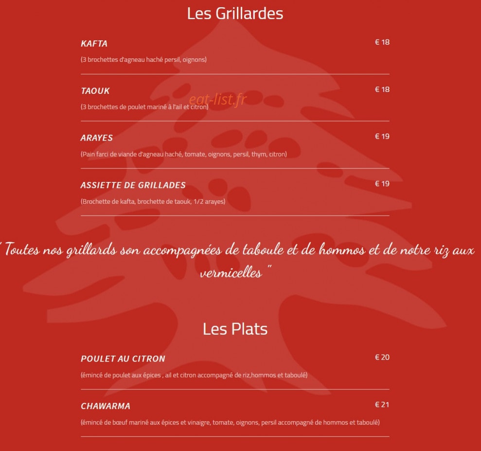 Le Libanais — carte page 2