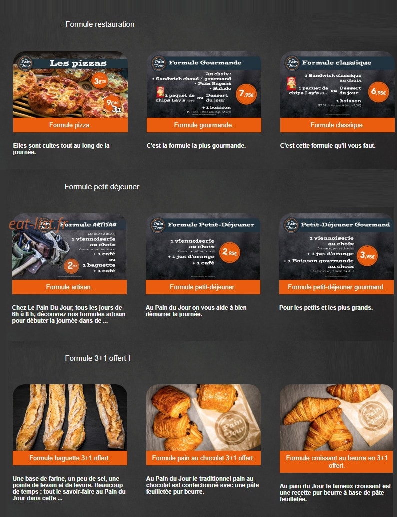 Le Pain du Jour — carte page 7
